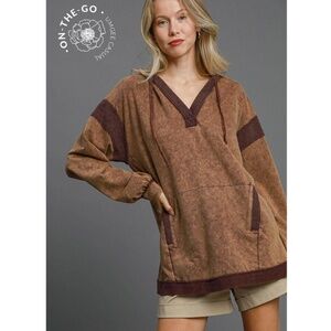 "The Amy" BROWN Mineral Wash Tunic Hoodie